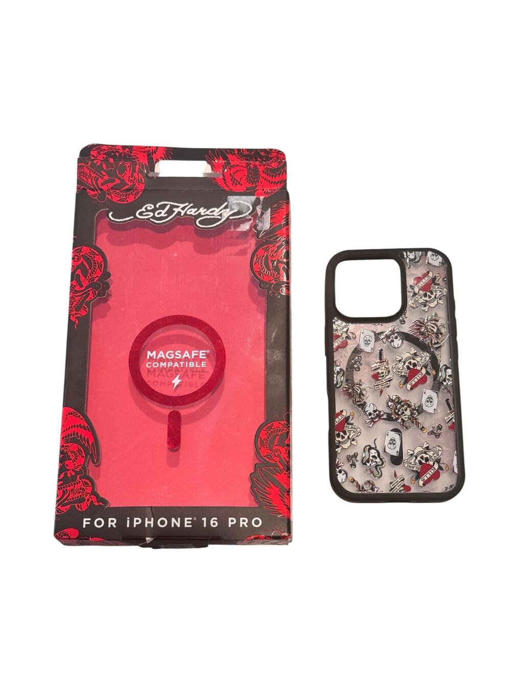 Ed Hardy iPhone 16 Pro Case + MagSafe Tattoo Skull OPEN BOX